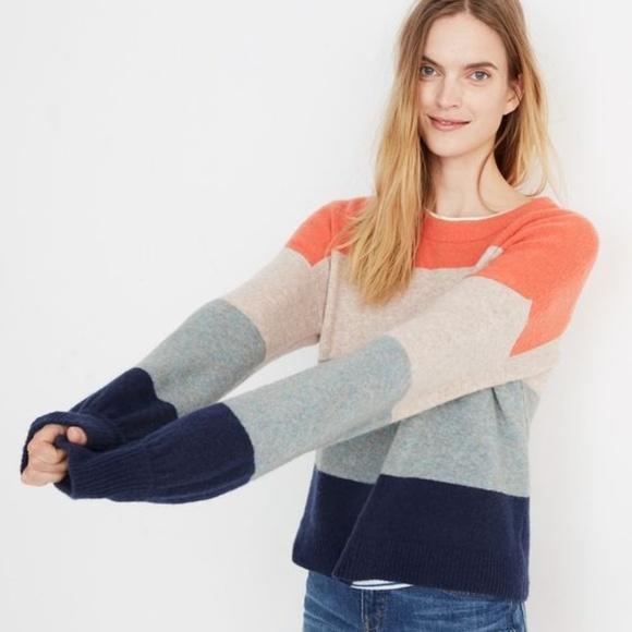 Madewell Sweaters - Madewell Striped Gladwell Balloon-Sleeve Pullover